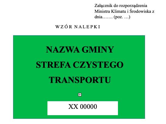 strefa czystego transportu naklejka