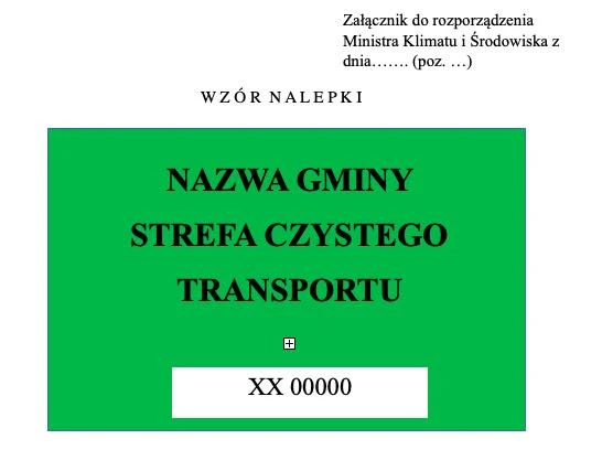 strefa czystego transportu naklejka 