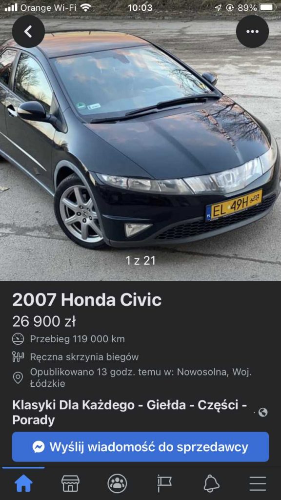 honda civic zabytek