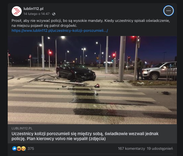 lublin112 volvo kolizja 
