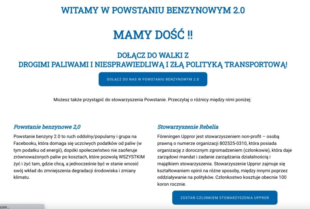 Szwecja bunt ceny paliw 