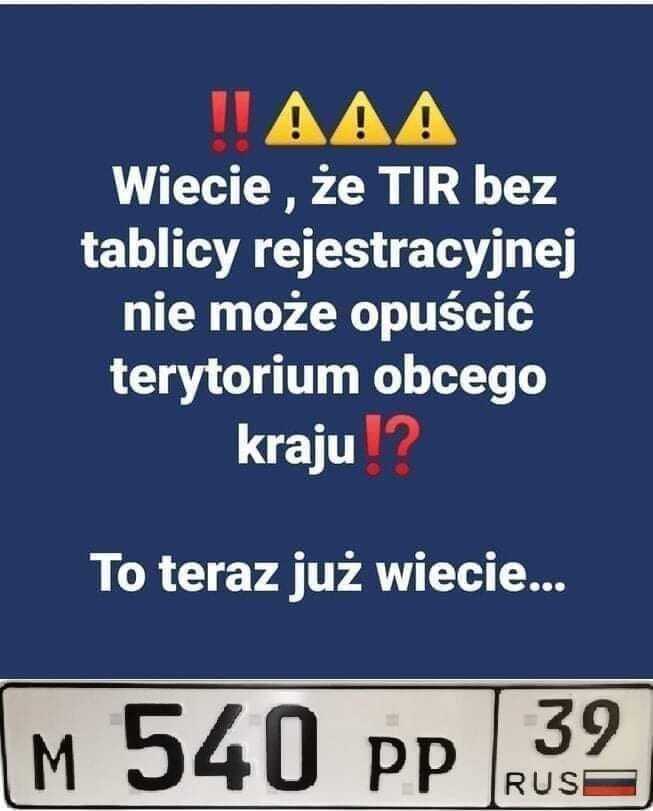 kradzież tablic rejestracyjnych rosyjskim ciężarówkom