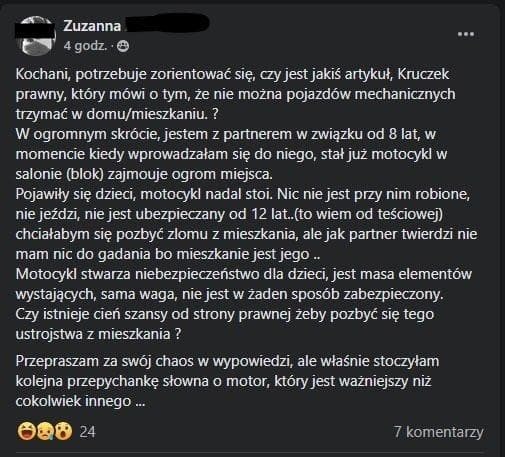czy można trzymać motocykl w mieszkaniu 