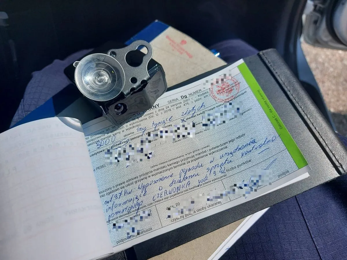 mandat za używanie antyradaru