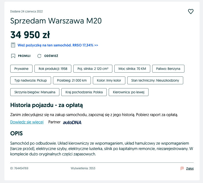 Warszawa M20 pickup 
