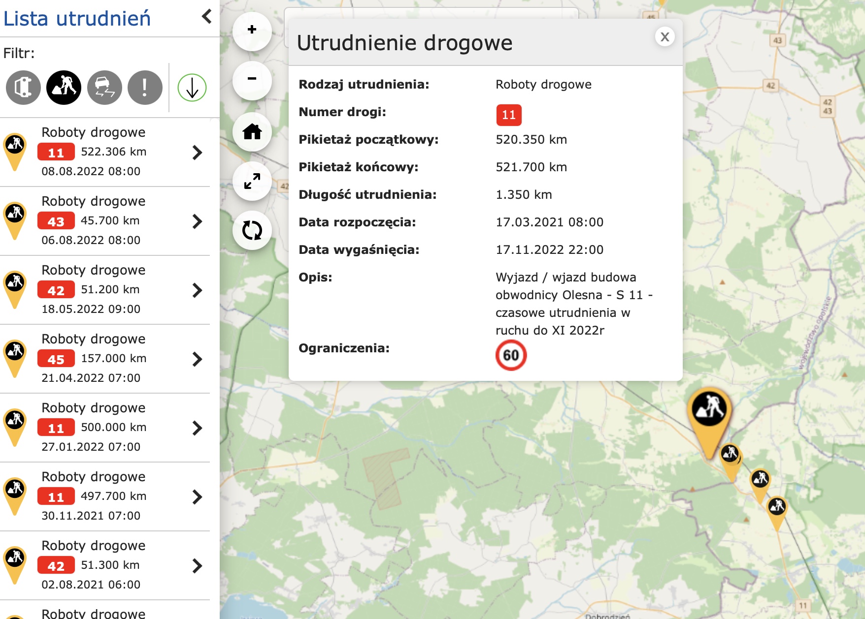 utrudnienia drogowe 2022 