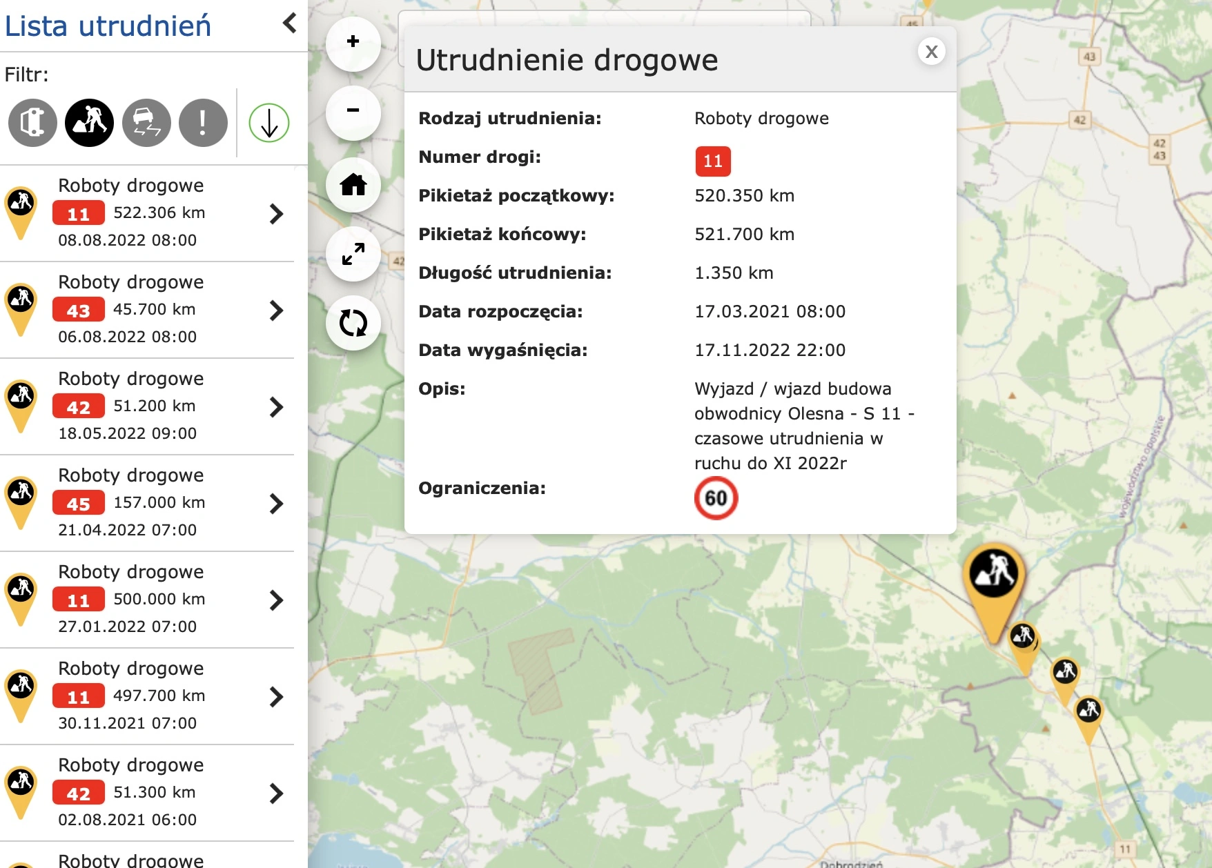 utrudnienia drogowe 2022