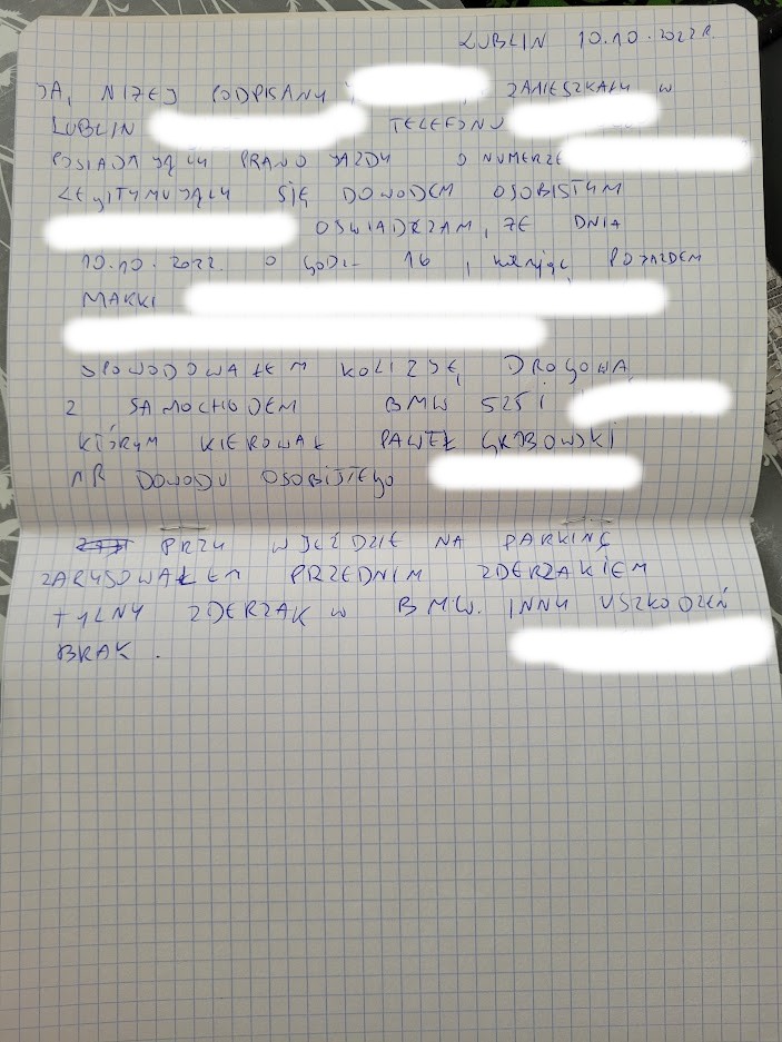miałem stłuczkę