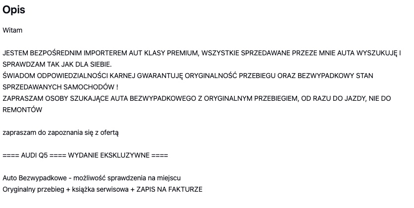 ogłoszenie Audi Q5 