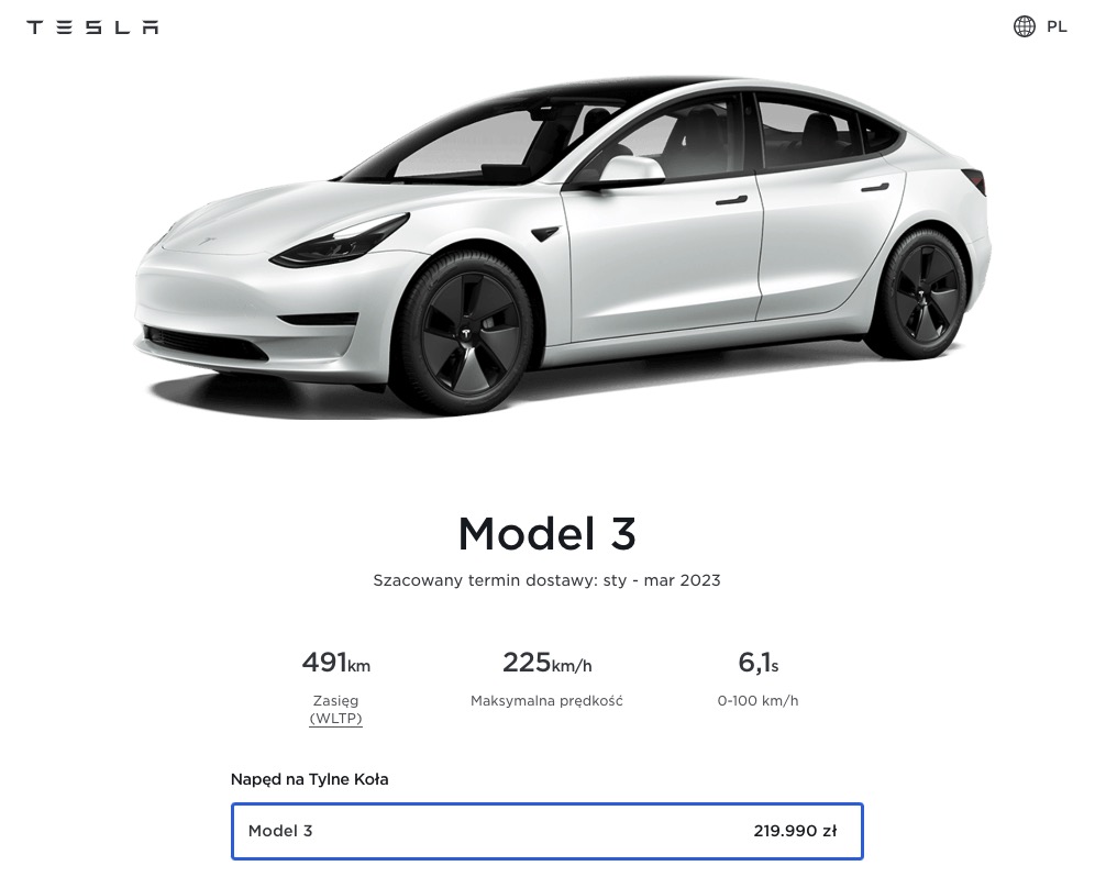 tesla model 3 cena 2023 