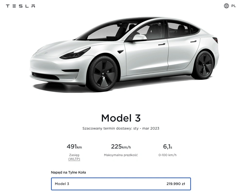 tesla model 3 cena 2023 