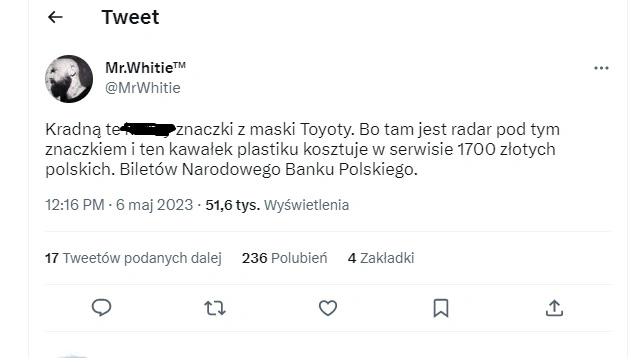 kradną znaczki toyoty