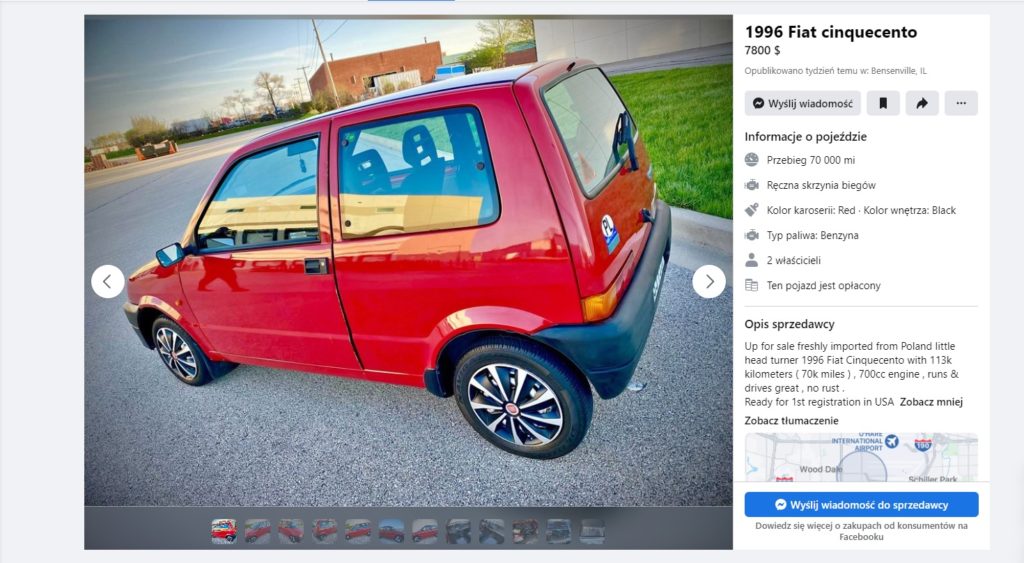 fiat cinquecento na sprzedaż w usa