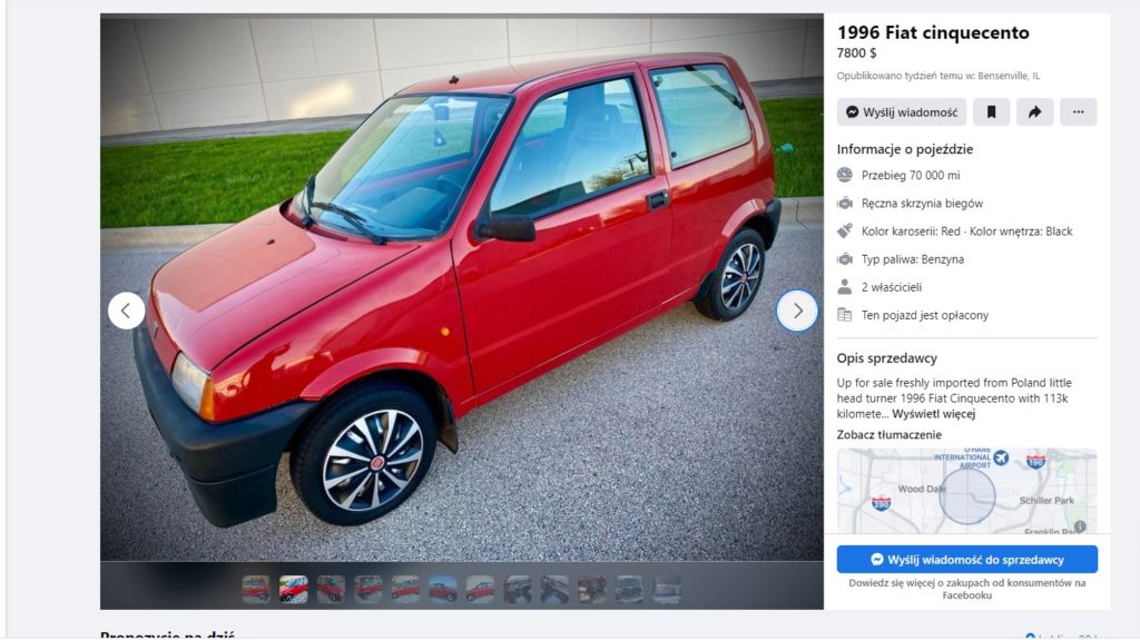 fiat cinquecento na sprzedaż w usa