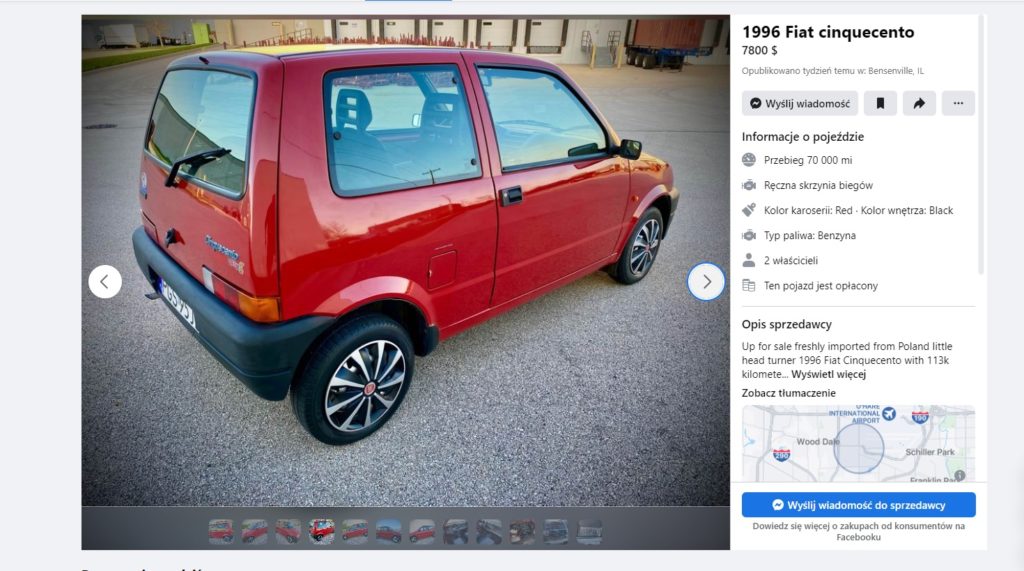fiat cinquecento na sprzedaż w usa