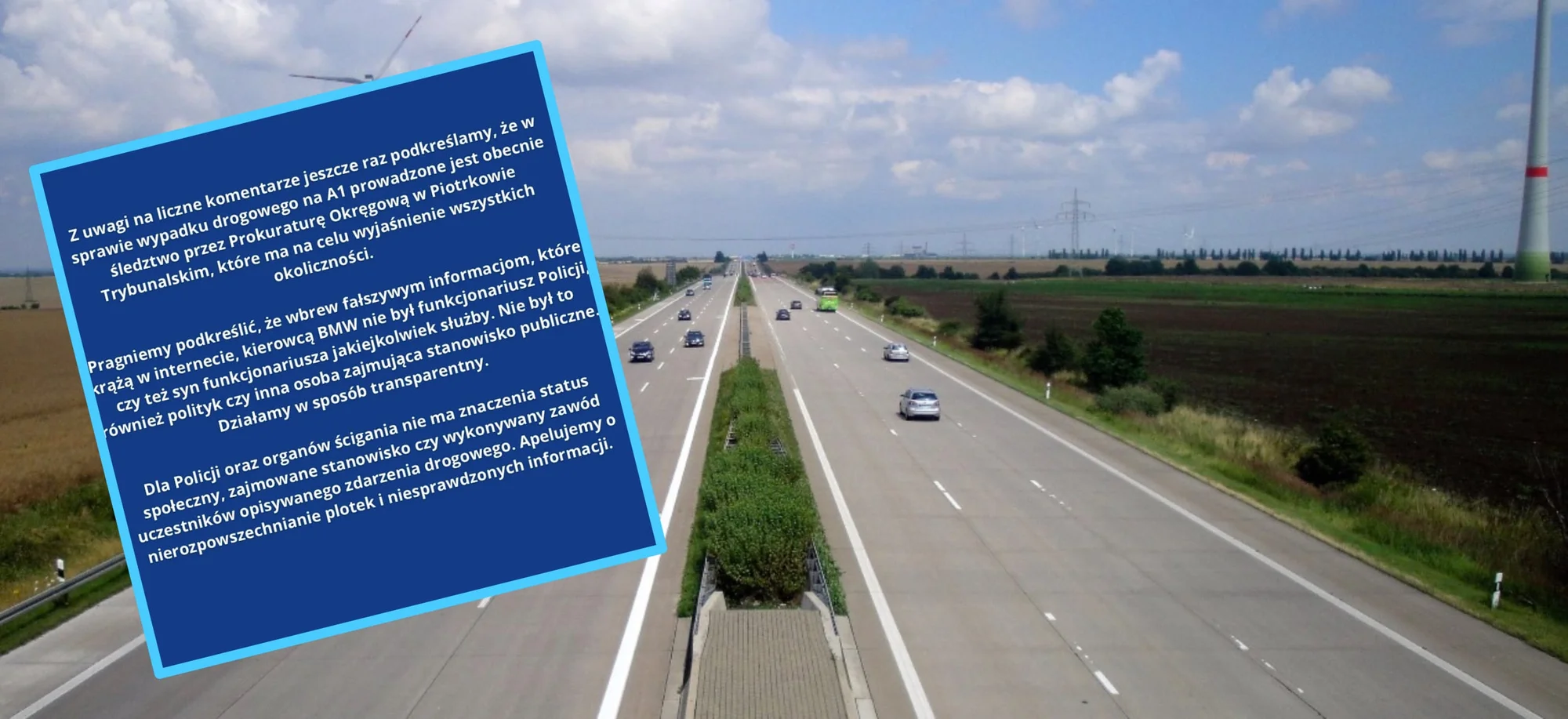 oświadczenie policji w sprawie wypadku na A1