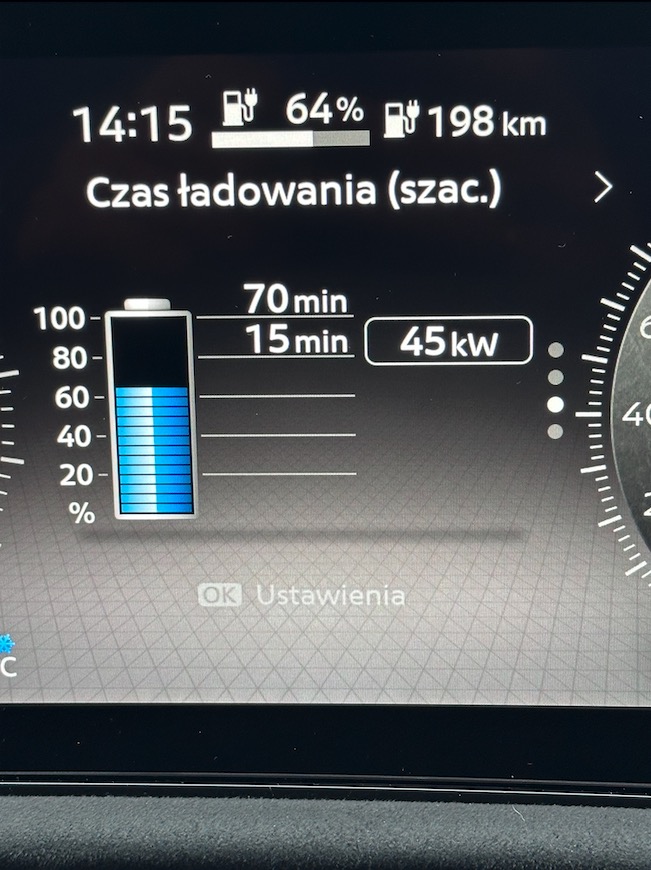 auto ładuje się z niepełną mocą 