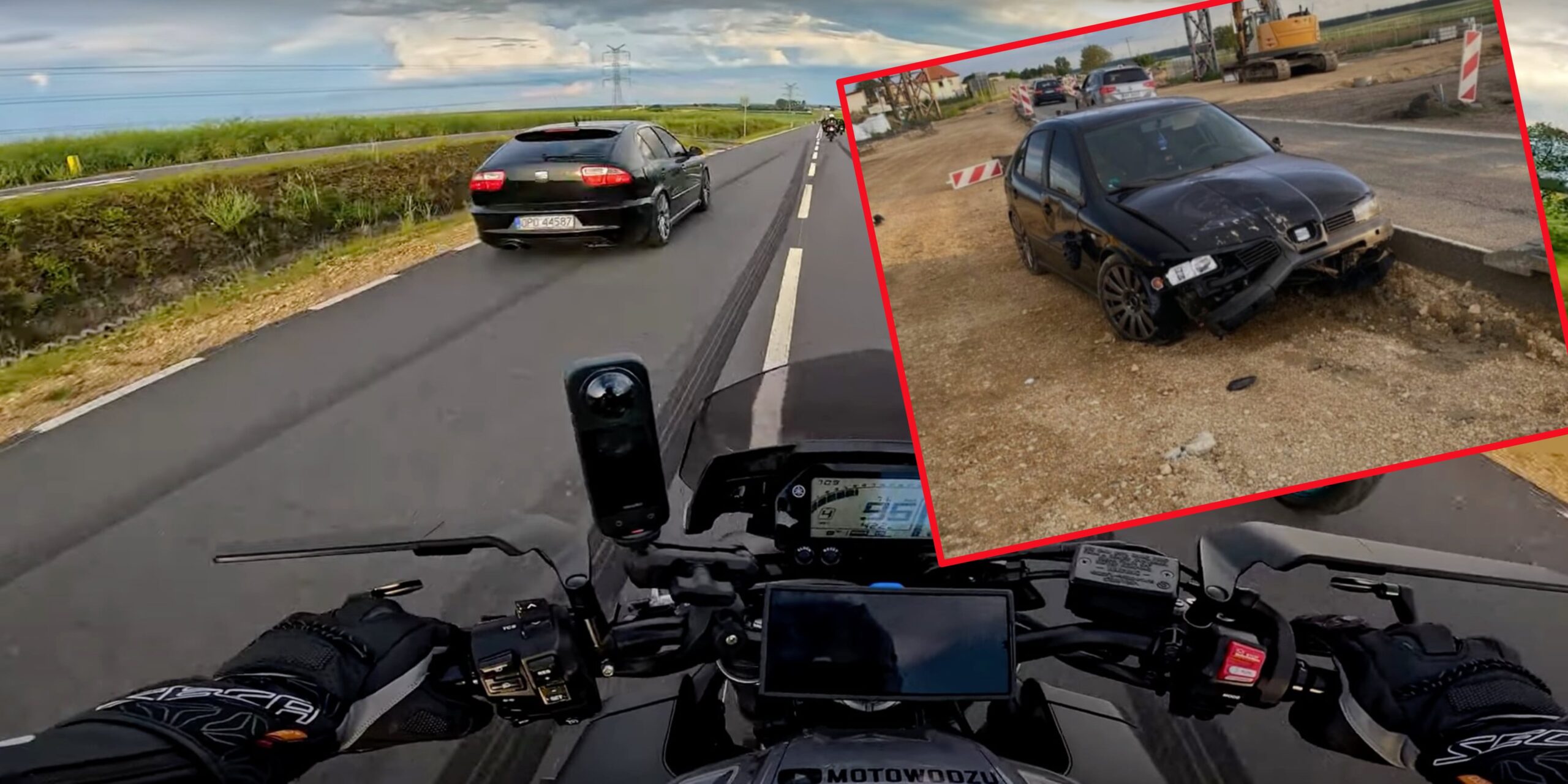 Pijany kierowca wjechał w motocyklistów. Ruszyli za nim w pościg