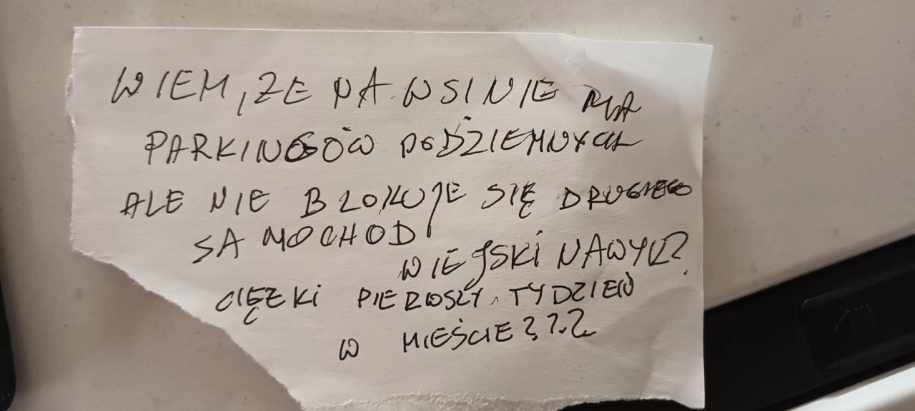 warszawa parkowanie kartka