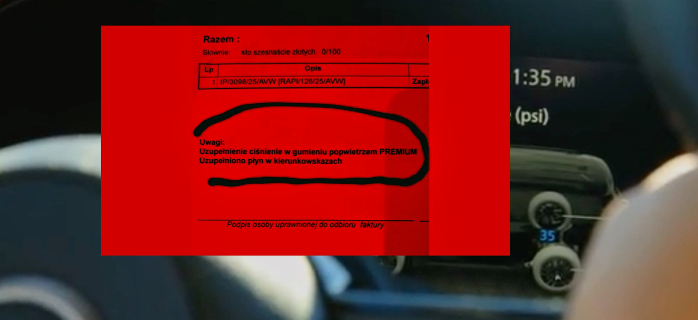 W ASO napompowali mu koła powietrzem premium. Jest bardzo zadowolony