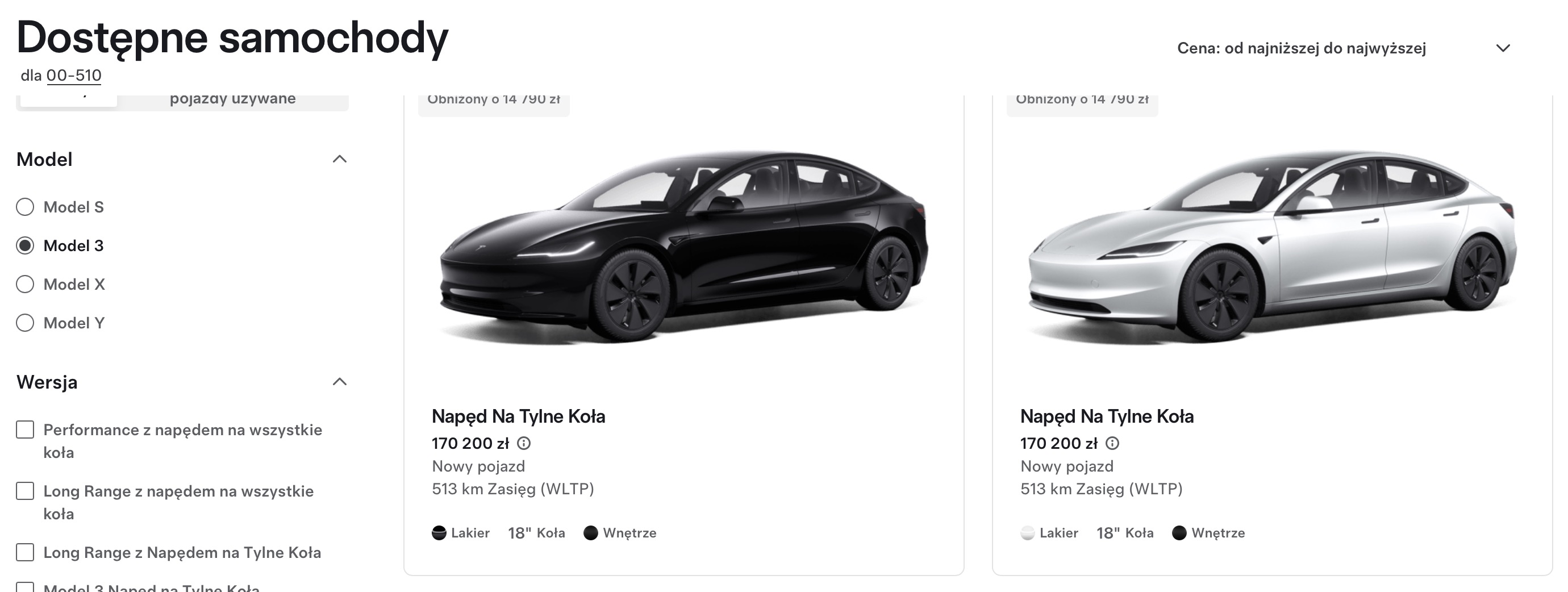Tesla Model 3 cena 