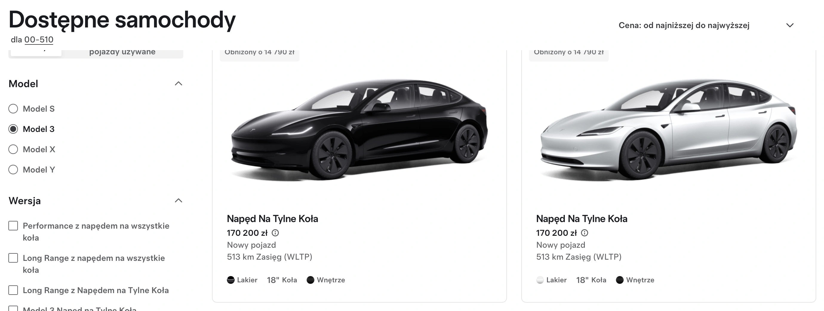 Tesla Model 3 cena