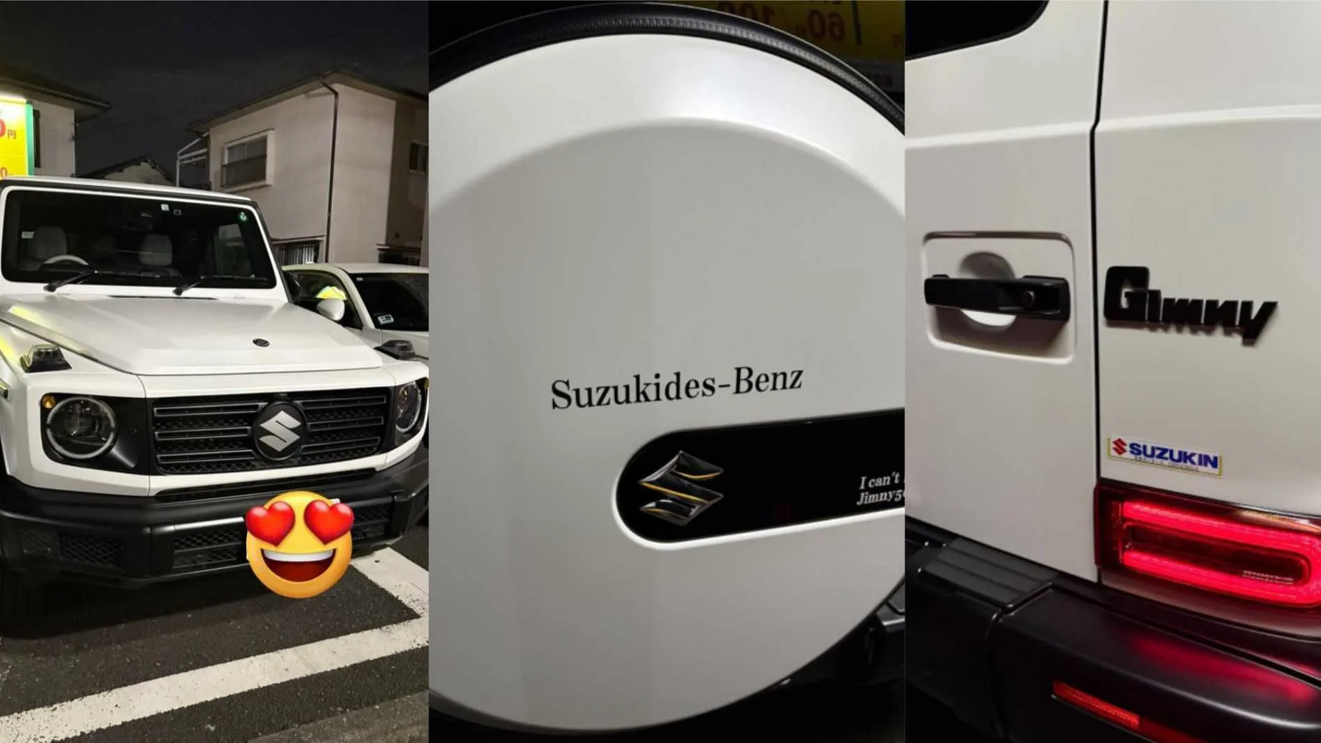 Wszystko odwrotnie: Mercedes klasy G przebrany za Suzuki Jimny. To który jest synem kogo?