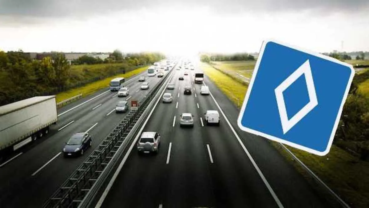 Biały romb na niebieskim tle zadziwia kierowców. Nie są przygotowani