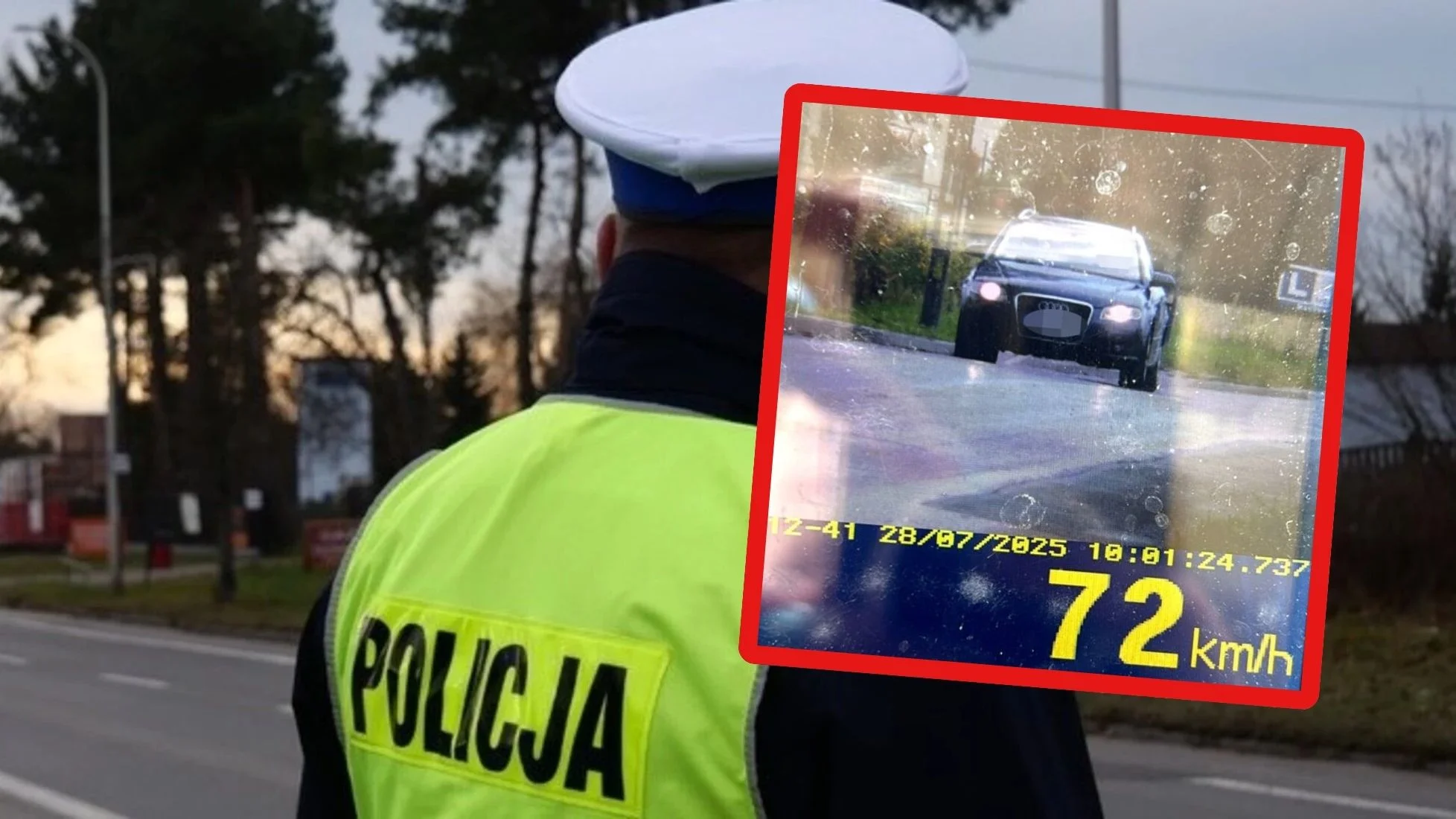 Sam zgłosił niebezpieczny odcinek. Później przekroczył tu prędkość