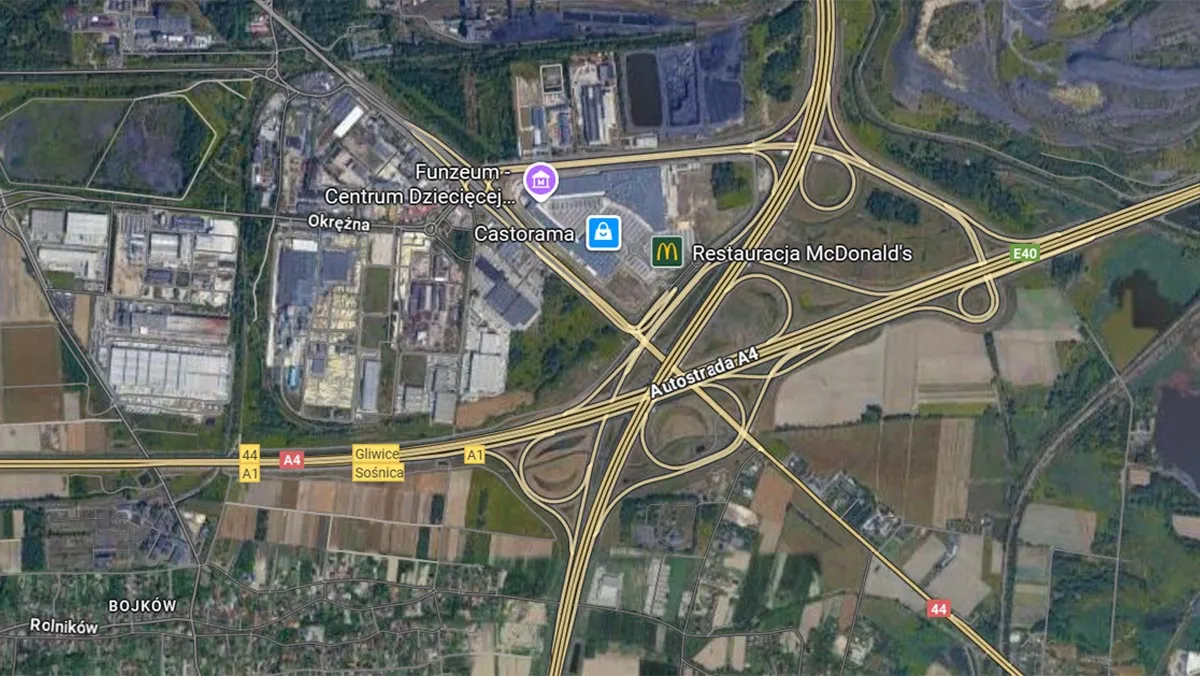 Atlas Dróg Polski: węzeł drogowy Gliwice-Sośnica. Możesz dostać oczopląsu i zniknąć z radaru