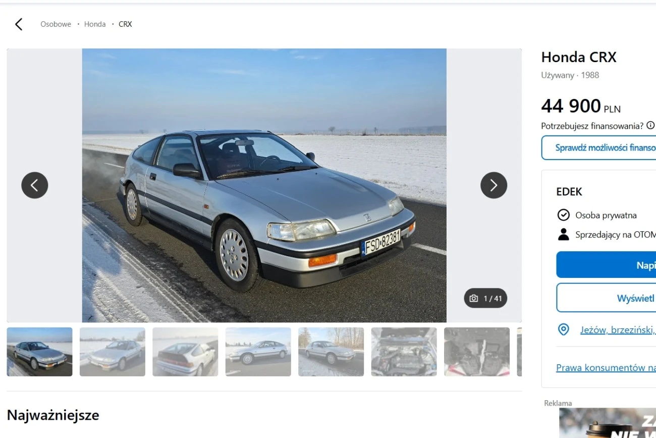 Honda CRX ogłoszenie 