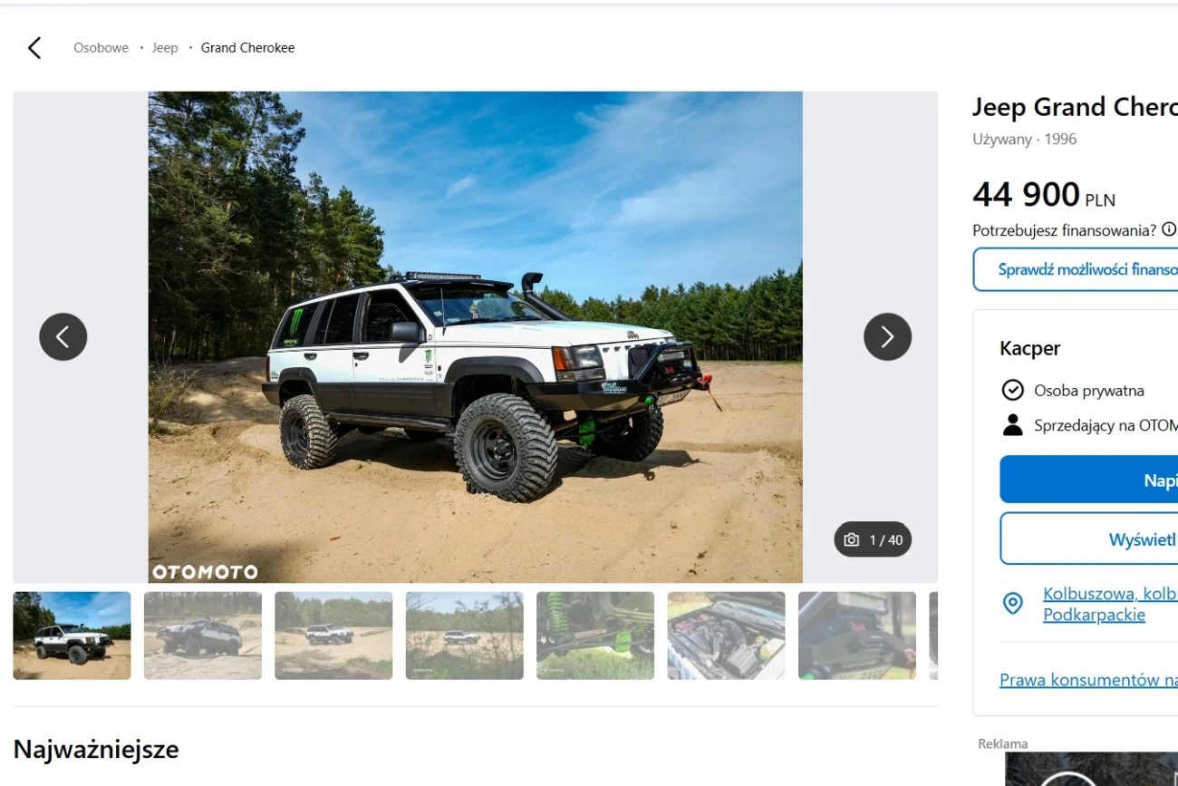 Jeep Grand Cherokee ogłoszenie 