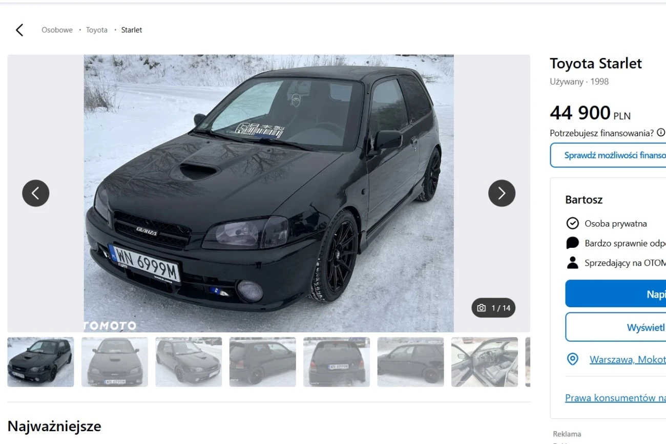 Toyota Starlet ogłoszenie 