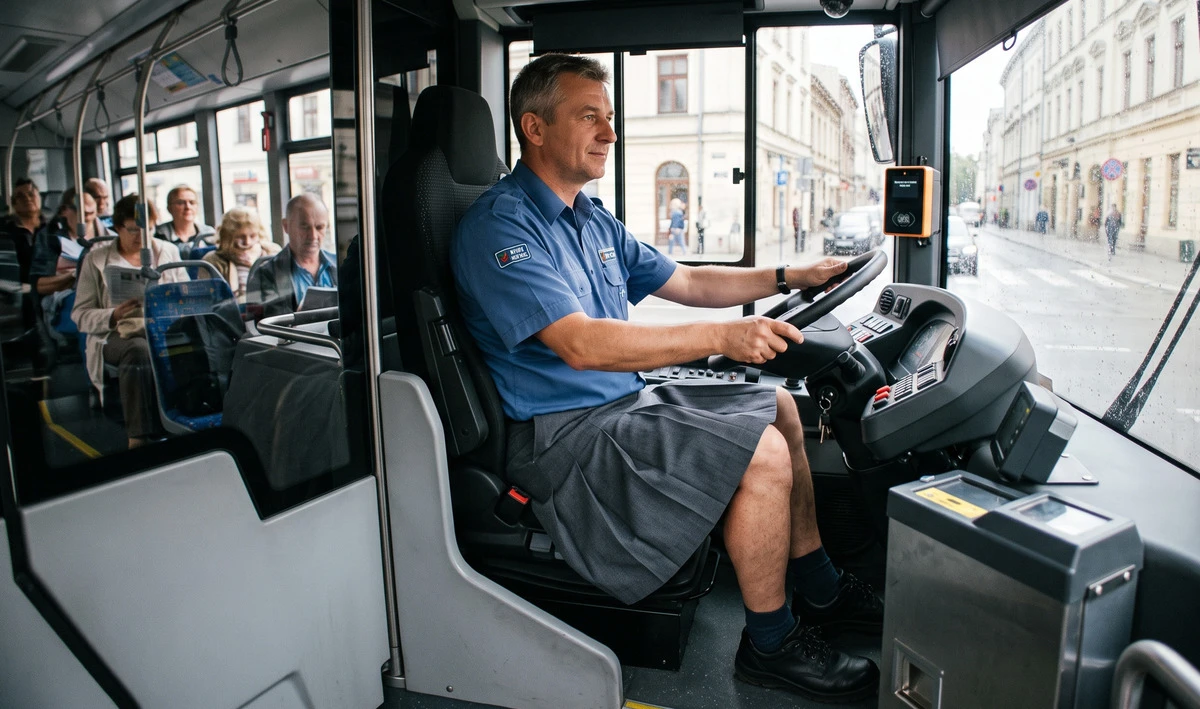 Kierowca autobusu w Warszawie założył spódnicę. Ludziom odbiło od upałów